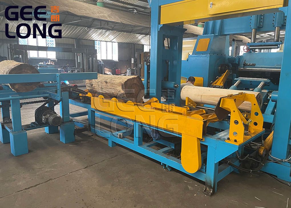 Automatic spindle veneer peeling machine/automatic veneer peeling line with spindle